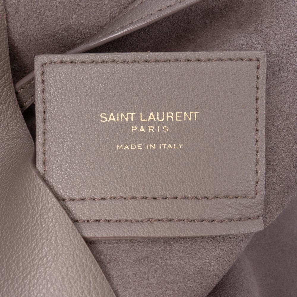 Saint Laurent B Saint Laurent Gray Dark Gray Calf Leather Large East West Shopping Tote Italy