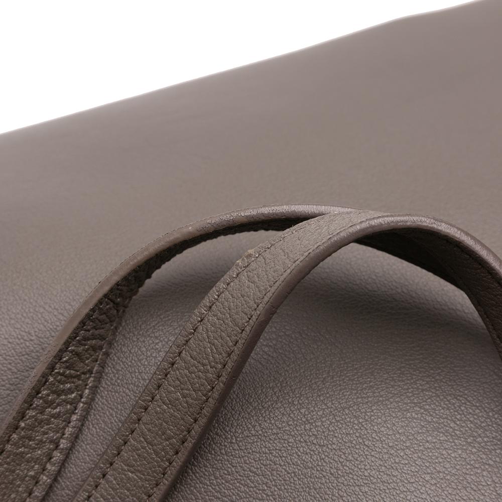 Saint Laurent B Saint Laurent Gray Dark Gray Calf Leather Large East West Shopping Tote Italy