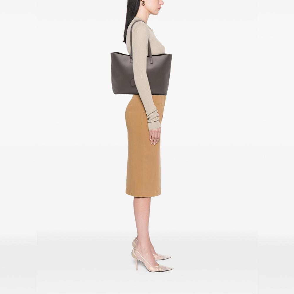 Saint Laurent B Saint Laurent Gray Dark Gray Calf Leather Large East West Shopping Tote Italy