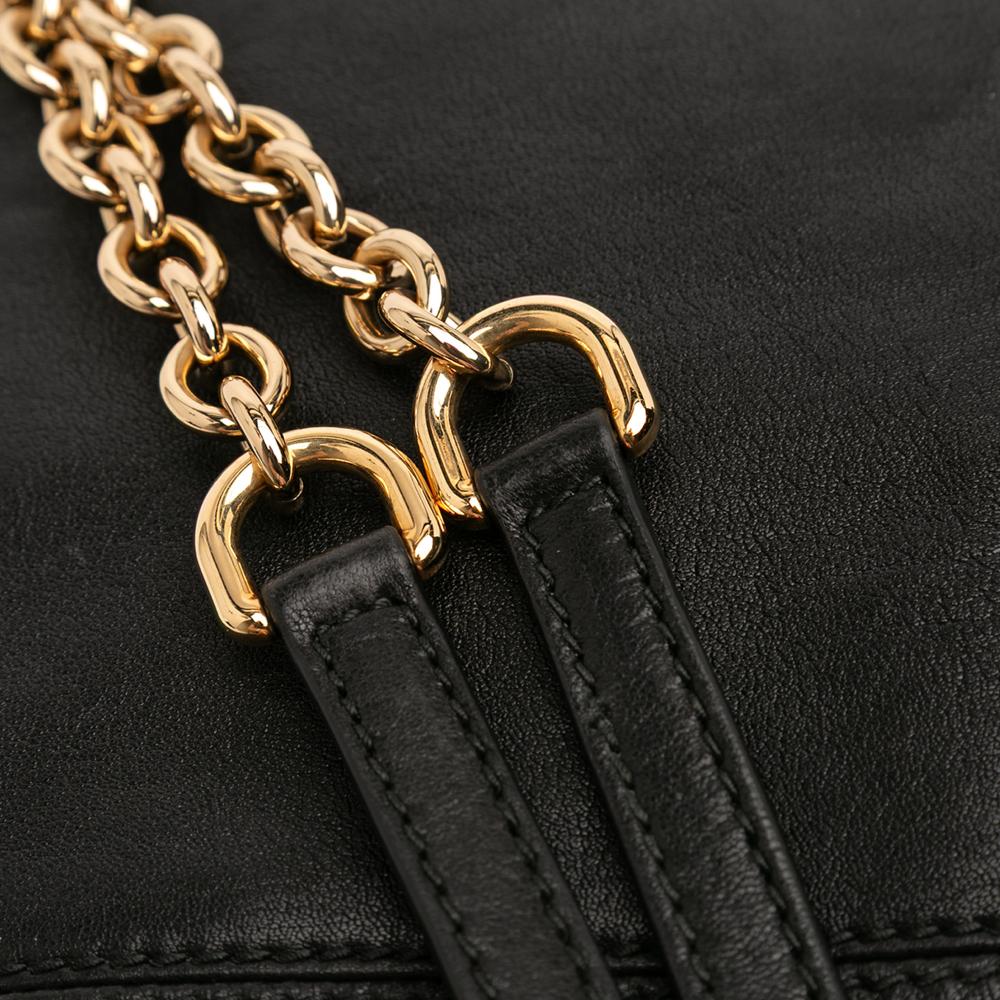 Dolce&Gabbana B Dolce & Gabbana Brown with Black Pony Hair Natural Material Leopard Print Chain Tote Italy