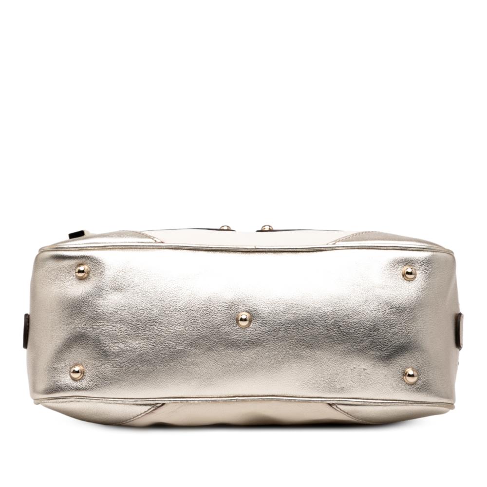 Gucci B Gucci White with Silver Calf Leather Small Web Capri Shoulder Bag Italy