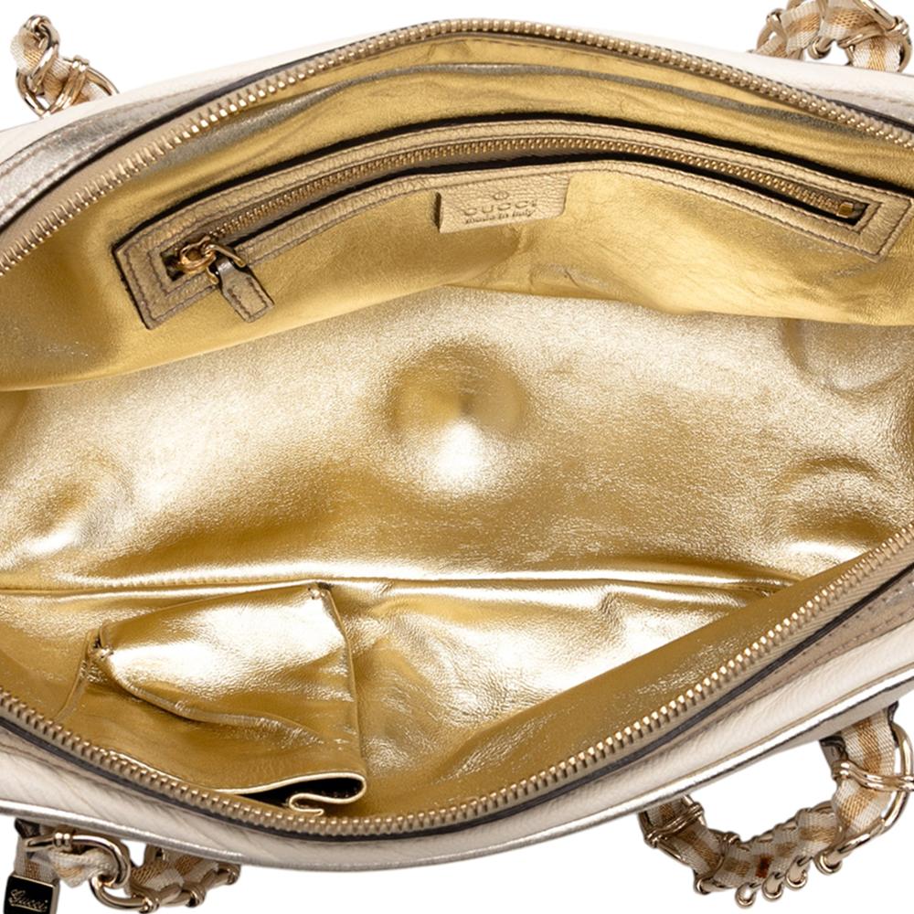 Gucci B Gucci White with Silver Calf Leather Small Web Capri Shoulder Bag Italy