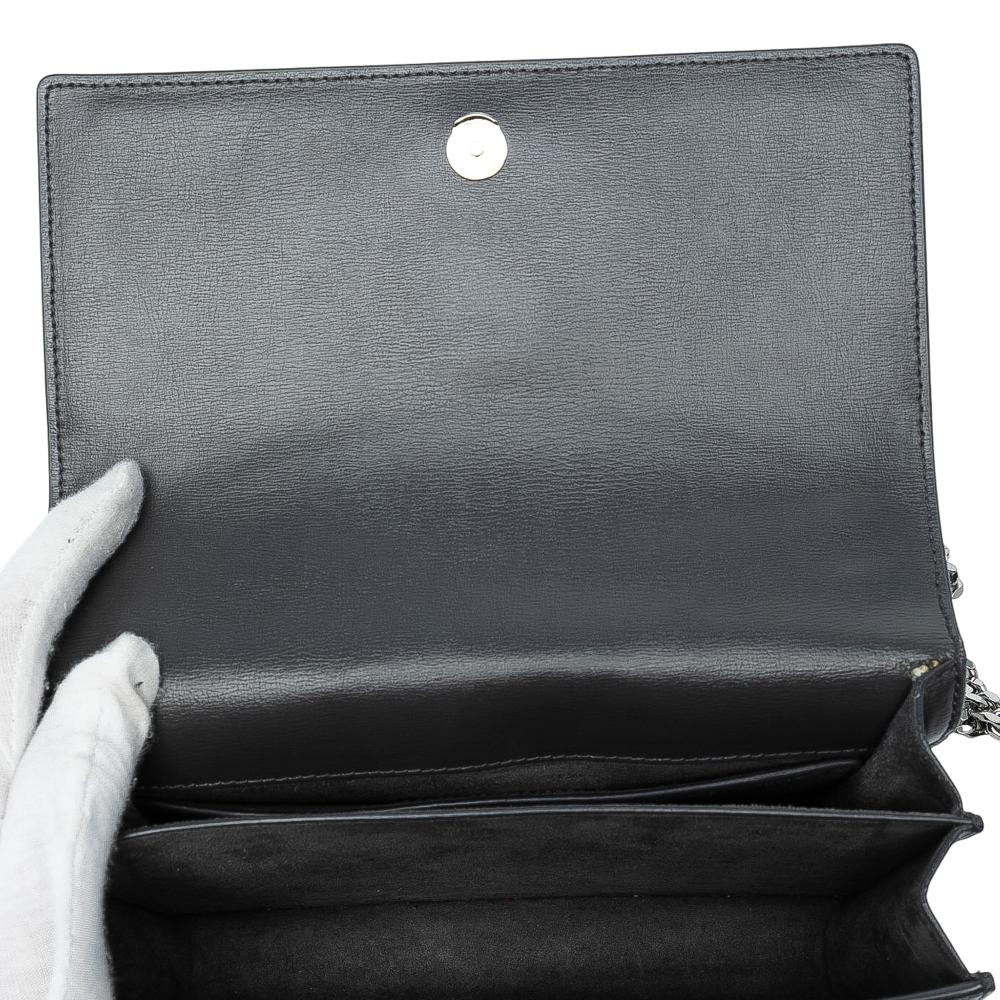 Saint Laurent AB Saint Laurent Black Smooth Leather Leather Medium Monogram Sunset Crossbody Italy