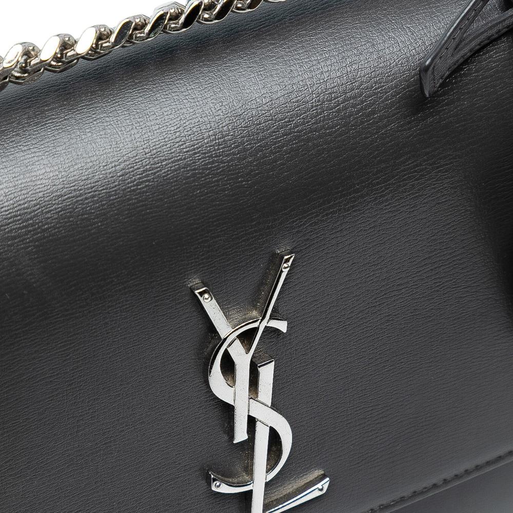 Saint Laurent AB Saint Laurent Black Smooth Leather Leather Medium Monogram Sunset Crossbody Italy