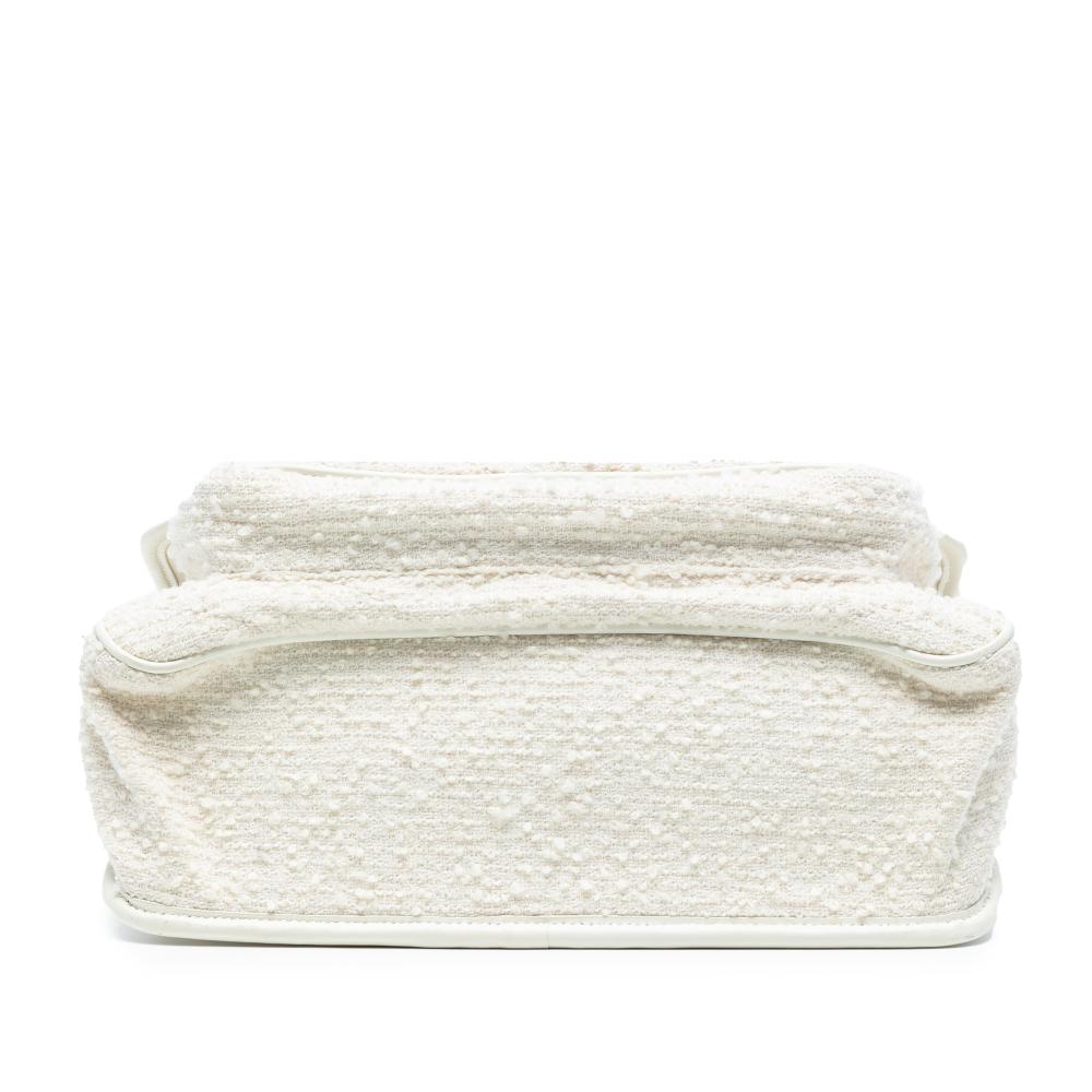 Saint Laurent AB Saint Laurent White Tweed Fabric Medium Niki Shoulder Bag Italy