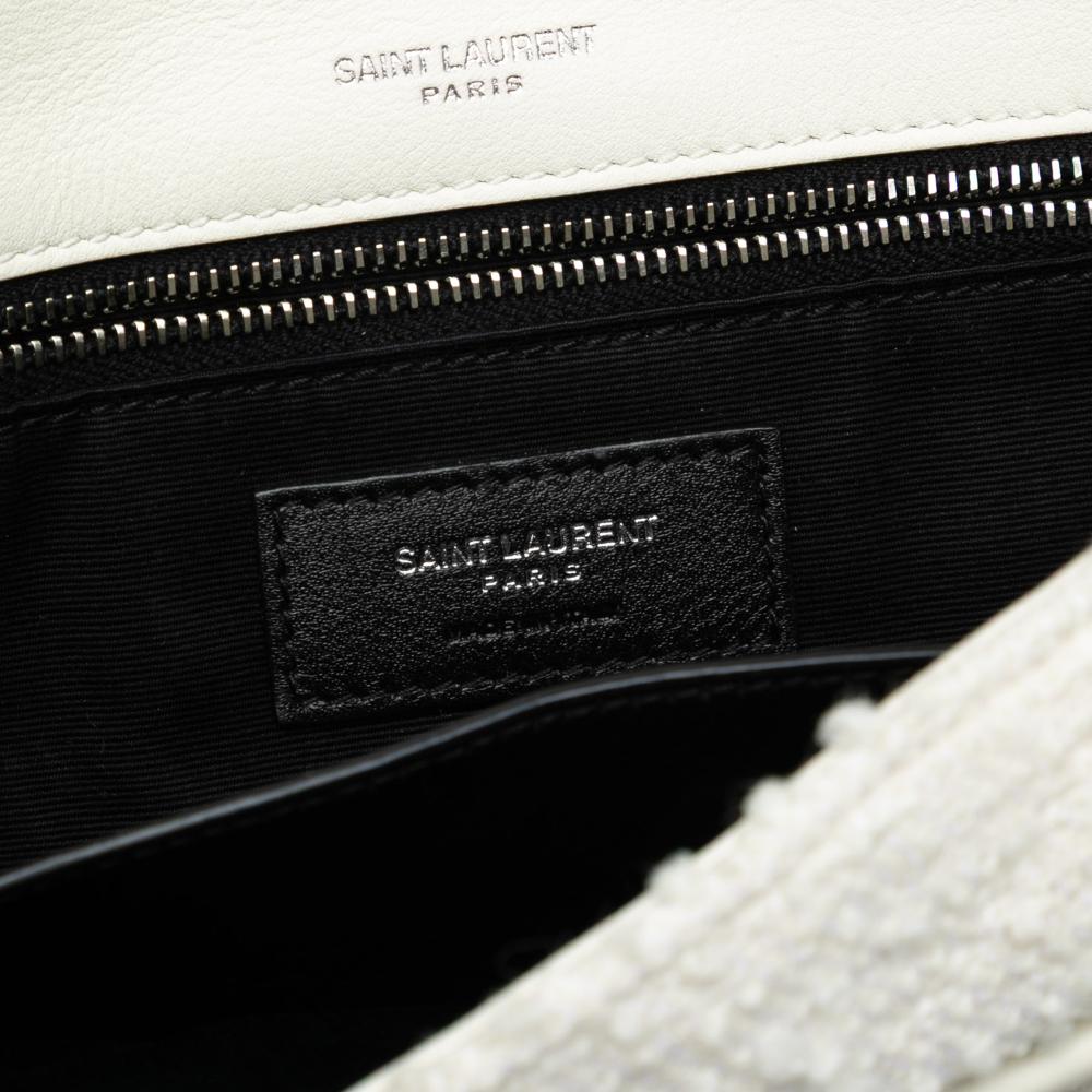 Saint Laurent AB Saint Laurent White Tweed Fabric Medium Niki Shoulder Bag Italy
