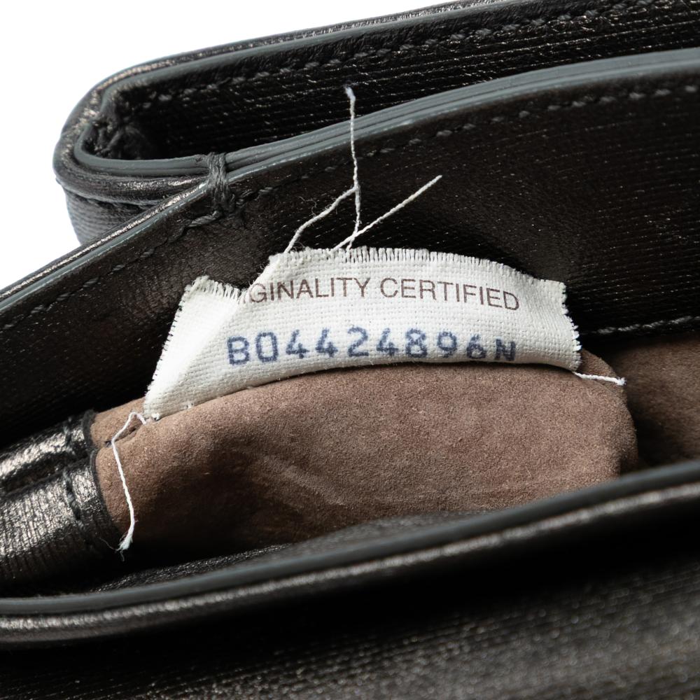 Bottega Veneta Gray Mini Metallic Nappa Intrecciato Chain Flap Crossbody Italy