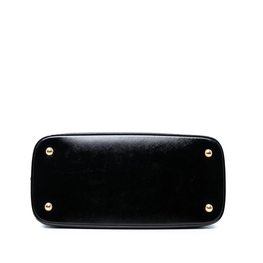 Prada B Prada Black Saffiano Leather Vernice Promenade Dome Satchel Italy