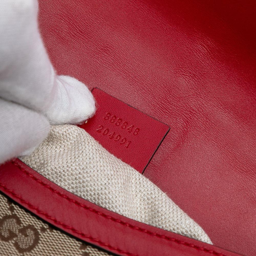 Gucci B Gucci Brown Beige Canvas Fabric Medium GG Lady Web Crossbody Italy