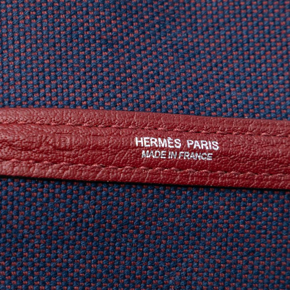 Hermès AB Hermès Blue Navy with Red Dark Red Canvas Fabric Toile and Negonda Garden Party 36 France