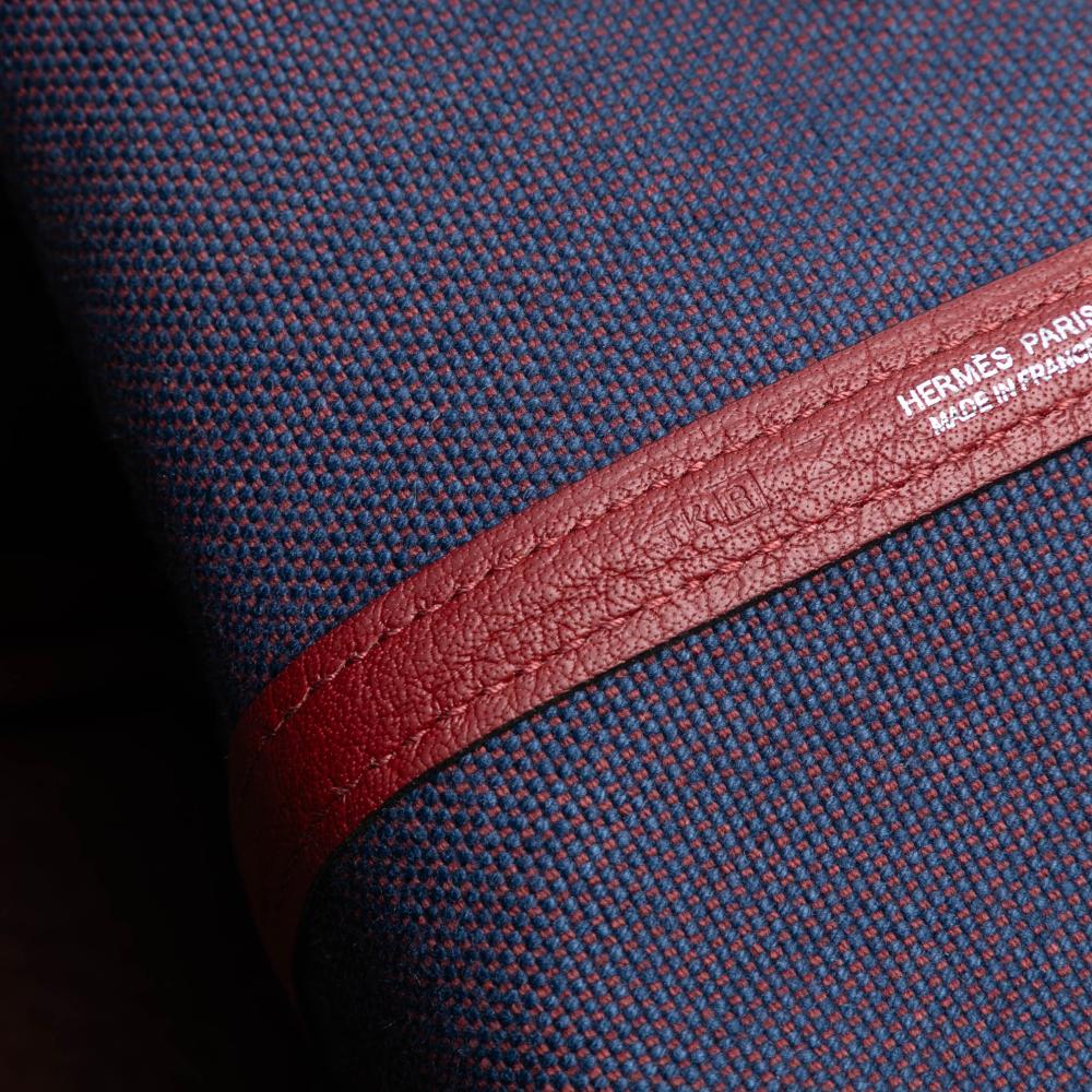 Hermès AB Hermès Blue Navy with Red Dark Red Canvas Fabric Toile and Negonda Garden Party 36 France