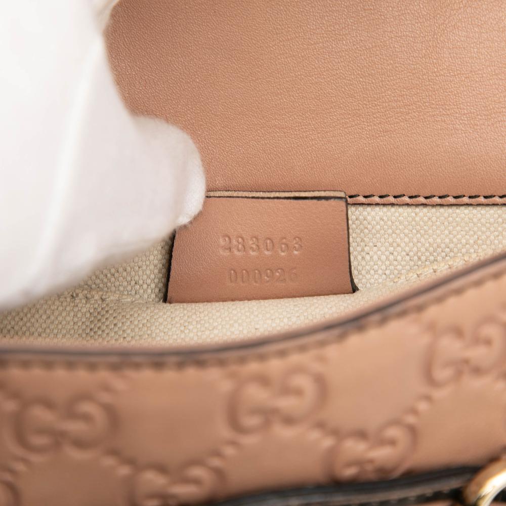 Gucci B Gucci Brown Beige Calf Leather Small Guccissima Emily Crossbody Italy