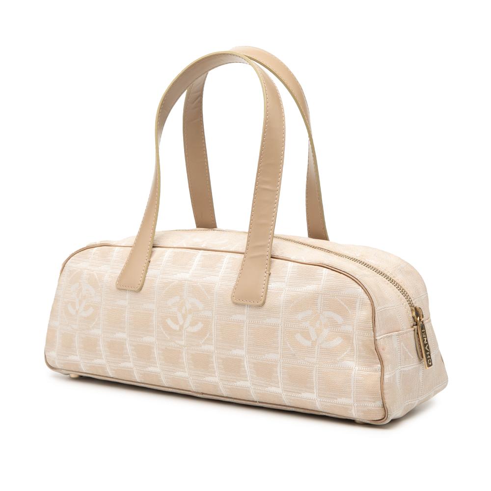 Chanel B Chanel Brown Beige Nylon Fabric New Travel Line Handbag Italy