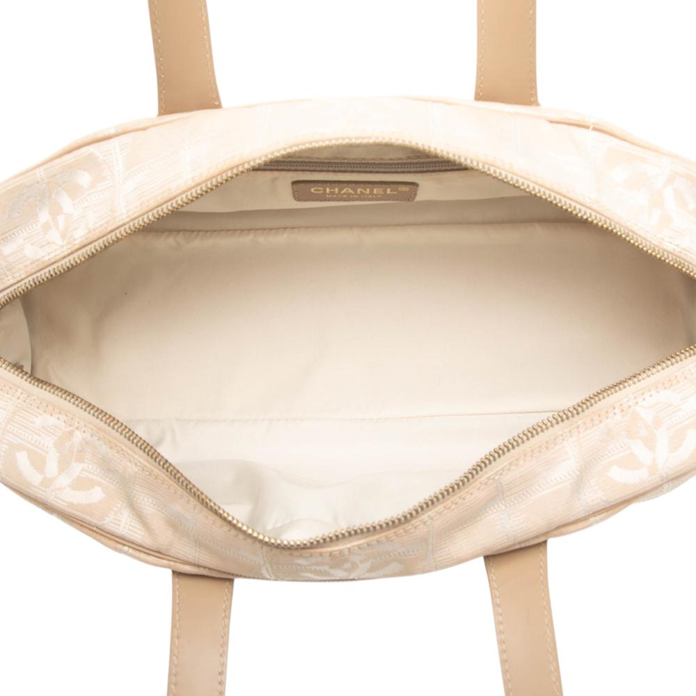 Chanel B Chanel Brown Beige Nylon Fabric New Travel Line Handbag Italy