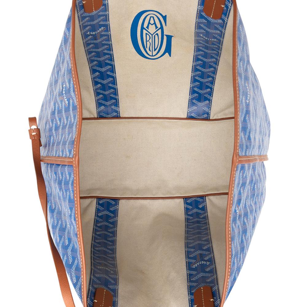 Goyard B Goyard Blue Coated Canvas Fabric Goyardine Reversible Pertuis PM France