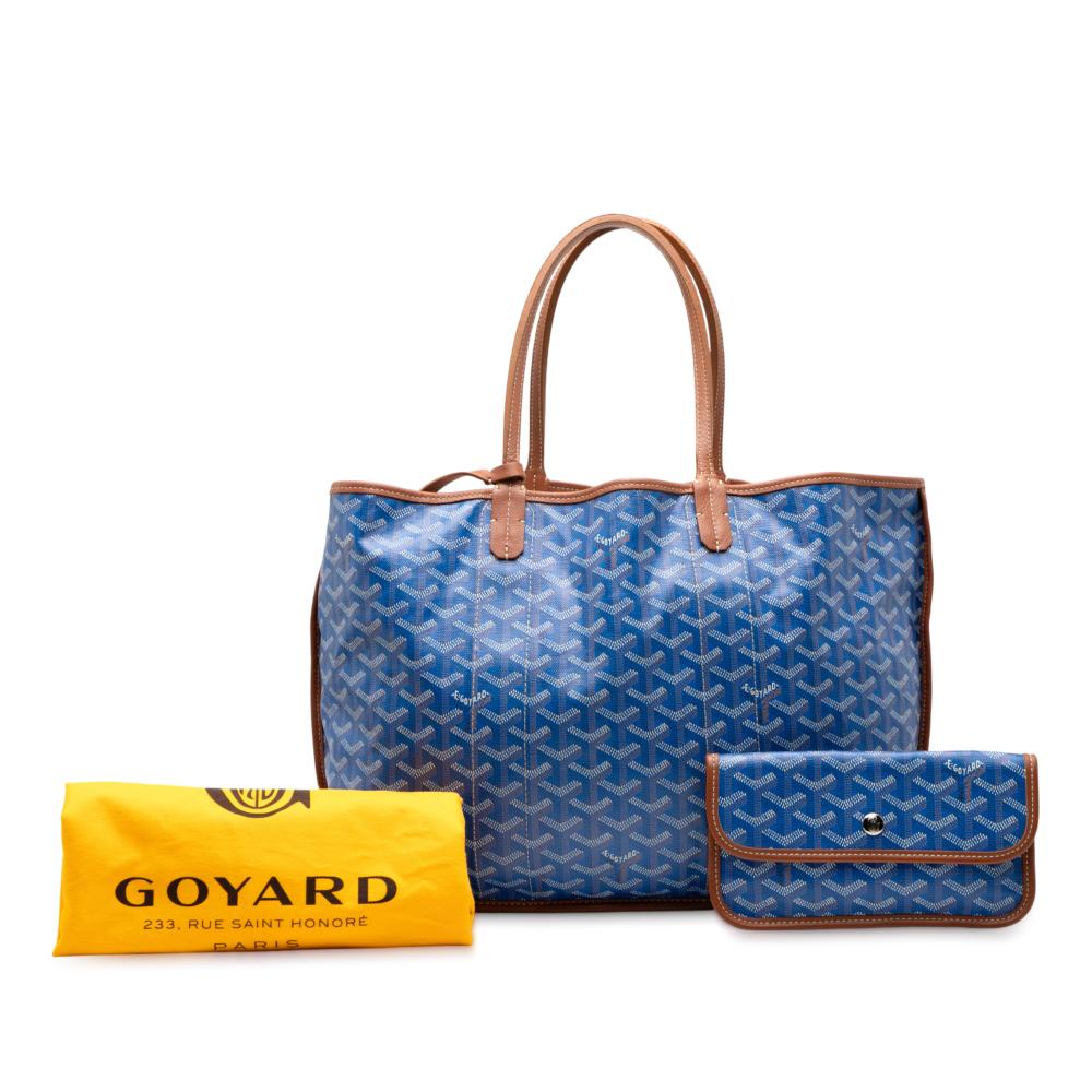 Goyard B Goyard Blue Coated Canvas Fabric Goyardine Reversible Pertuis PM France