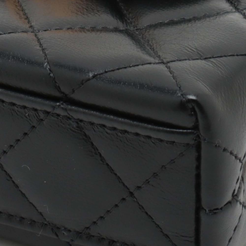 Chanel AB Chanel Black Calf Leather Mini Nano Aged skin Kelly Shopper Bag France