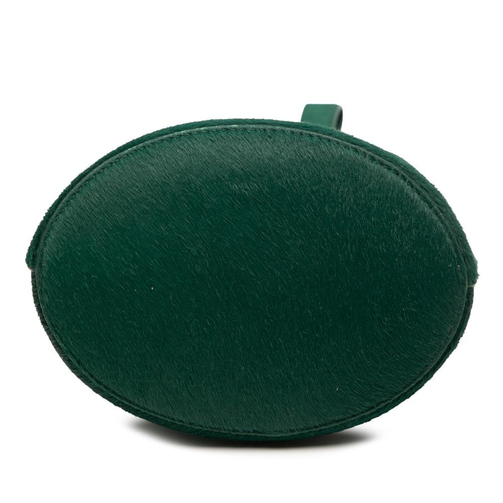 Bottega Veneta AB Bottega Veneta Green Pony Hair Natural Material Small Drop Bucket Bag Italy