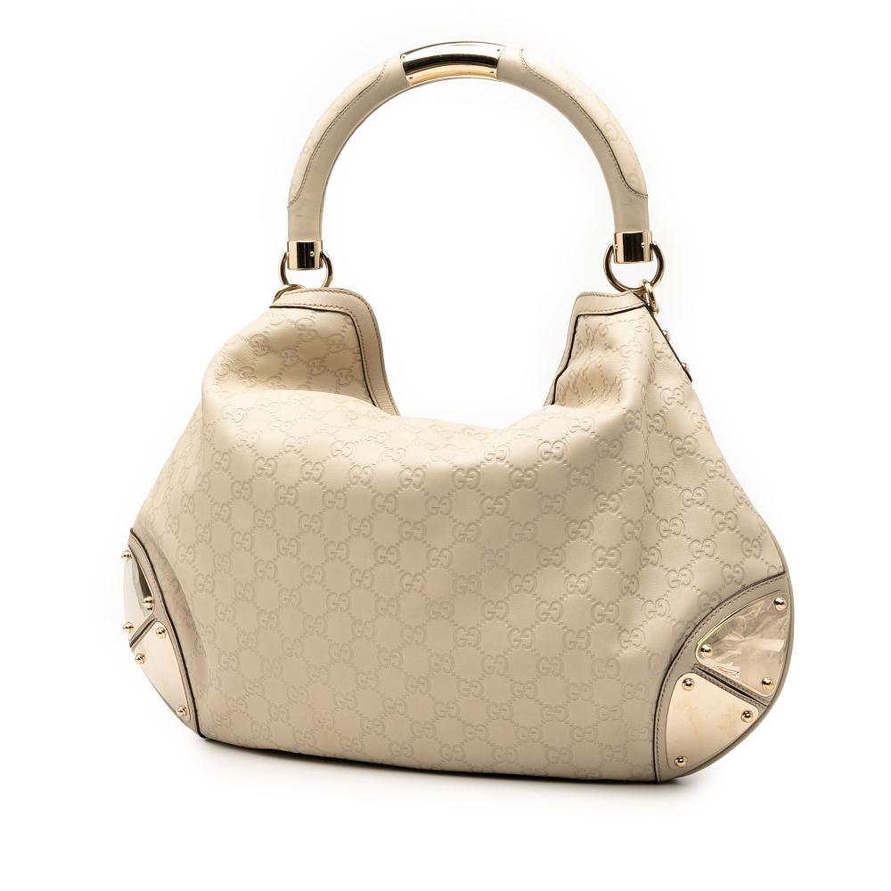 Gucci B Gucci Brown Beige Calf Leather Large Guccissima Indy Hobo Italy