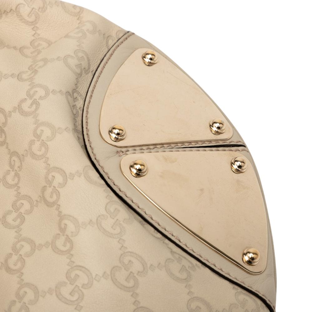 Gucci B Gucci Brown Beige Calf Leather Large Guccissima Indy Hobo Italy