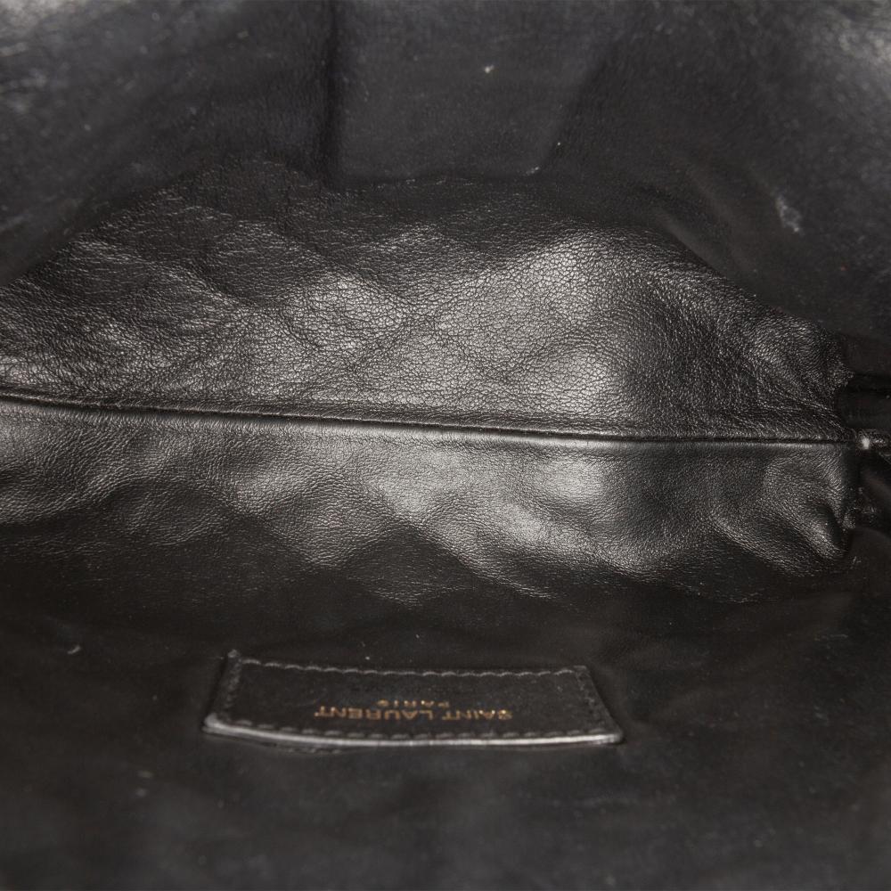 Saint Laurent B Saint Laurent Black Lambskin Leather Leather Mini Quilted Lambskin Gaby Zippered Pouch Italy