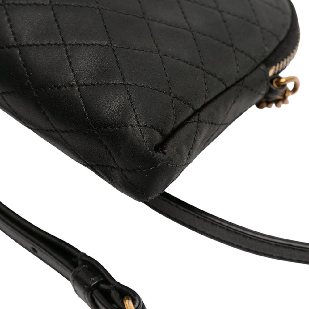 Saint Laurent B Saint Laurent Black Lambskin Leather Leather Mini Quilted Lambskin Gaby Zippered Pouch Italy