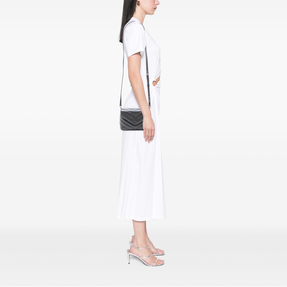 Saint Laurent B Saint Laurent Black Calf Leather Toy Matelasse Monogram LouLou Crossbody Italy