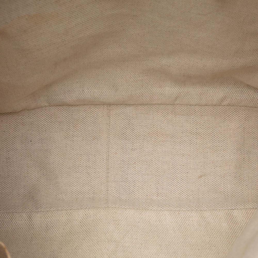 Gucci B Gucci Brown Beige Canvas Fabric GG Bamboo Diana Satchel Italy