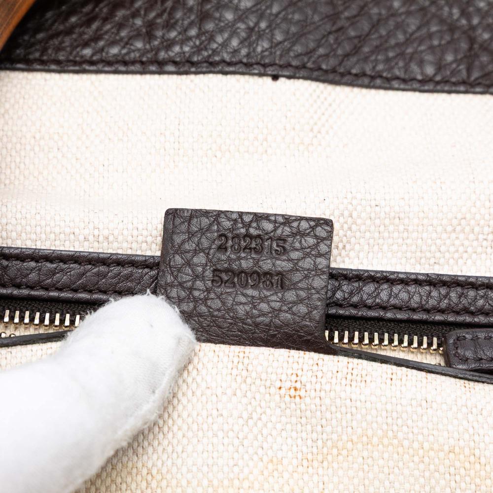 Gucci B Gucci Brown Beige Canvas Fabric GG Bamboo Diana Satchel Italy