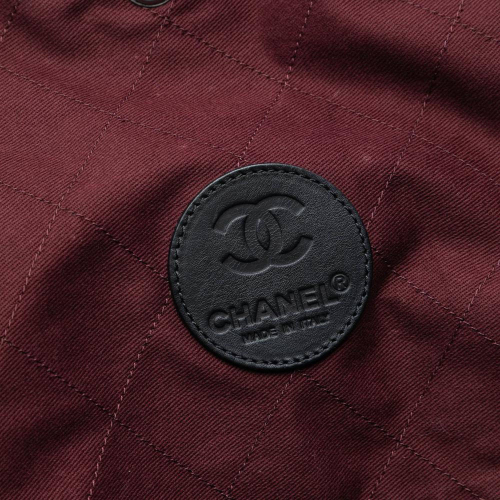 Chanel B Chanel Black Coated Canvas Fabric XL Quilted Horizontal Sport Weekender Italy