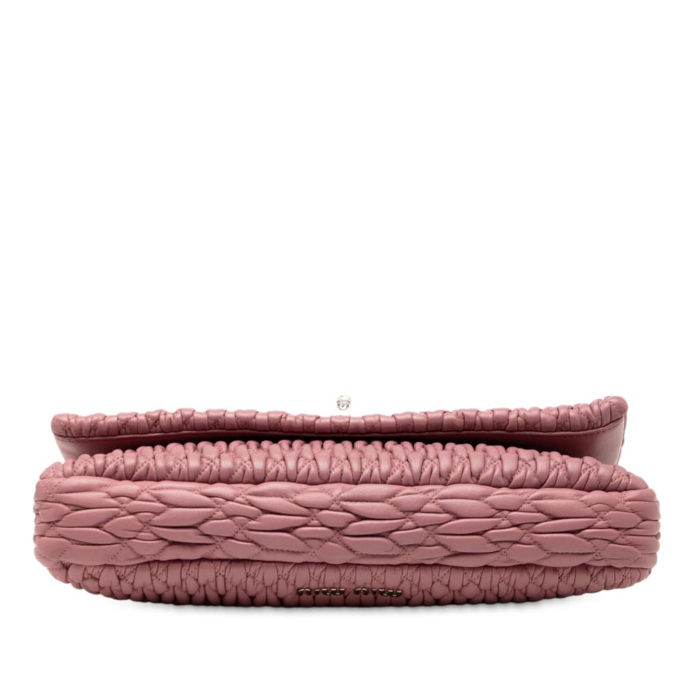 Miu Miu B Miu Miu Pink Lily Nappa Leather Leather Matelasse Nappa Crystal Chain Satchel Italy