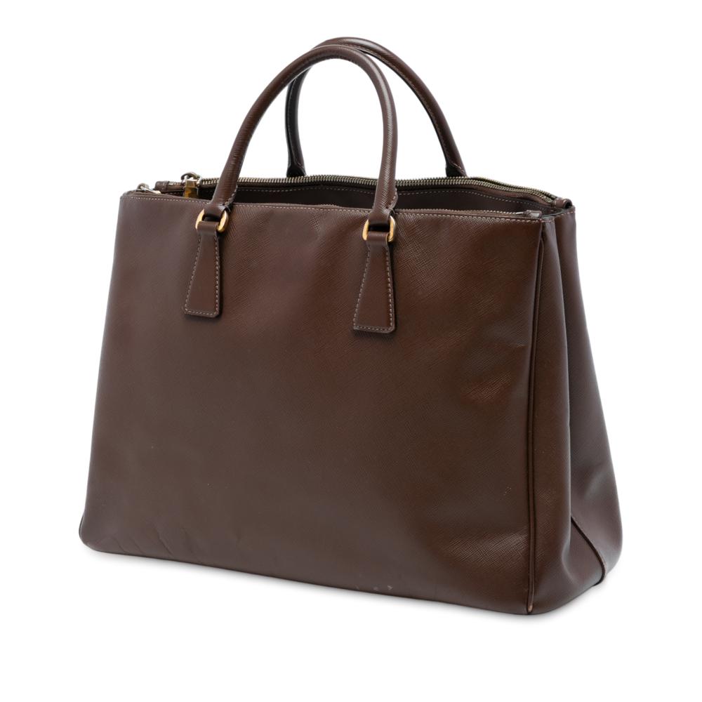 Prada B Prada Brown Dark Brown Saffiano Leather Large Lux Galleria Double Zip Tote Italy