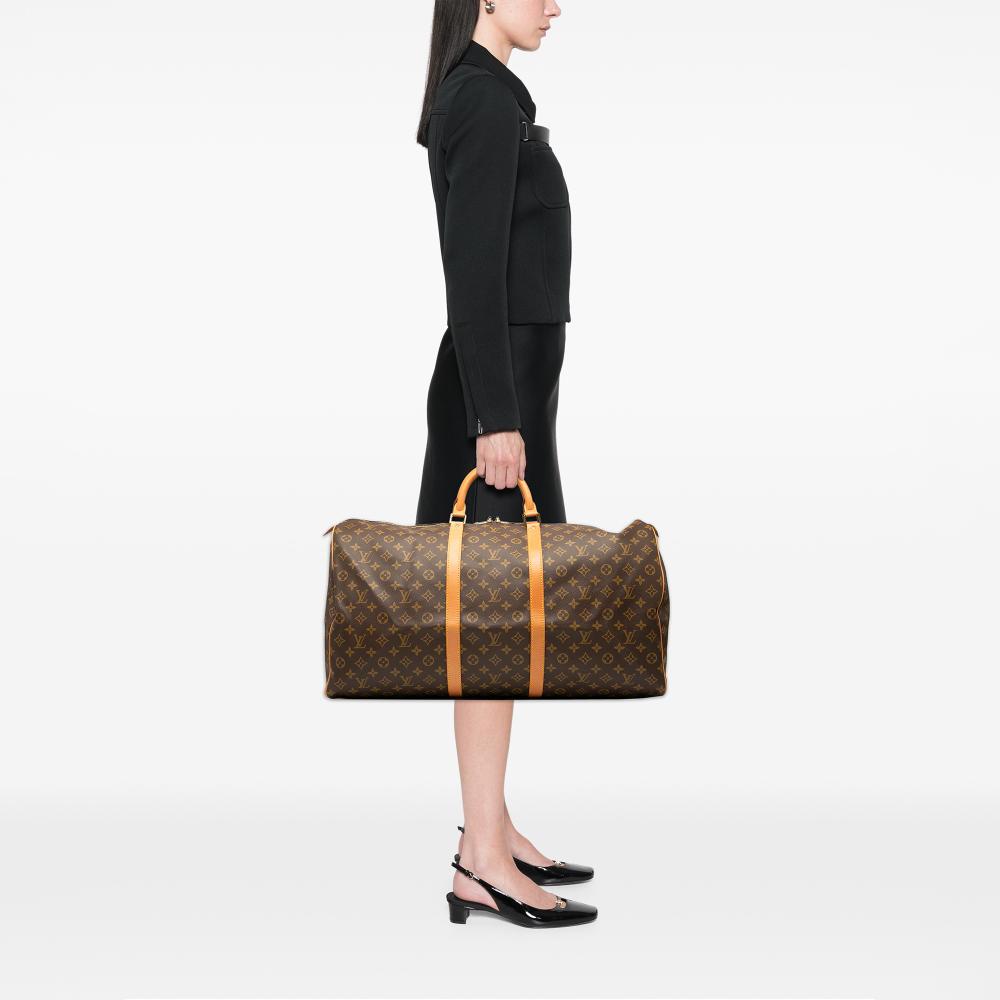Louis Vuitton B Louis Vuitton Brown Monogram Canvas Fabric Monogram Keepall 60 France