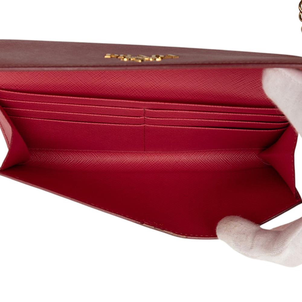 Prada AB Prada Pink Blush Saffiano Leather Wallet On Chain Italy