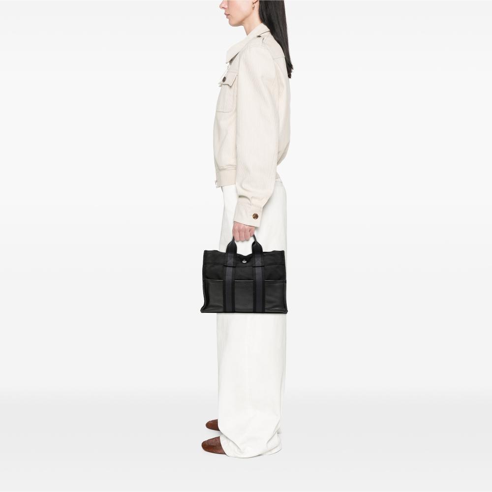 Hermès B Hermès Blue Navy Canvas Fabric and Leather Fourre Tout PM France