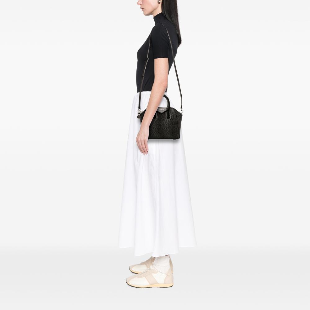 Givenchy AB Givenchy Black Raffia Natural Material Mini Antigona Satchel Italy