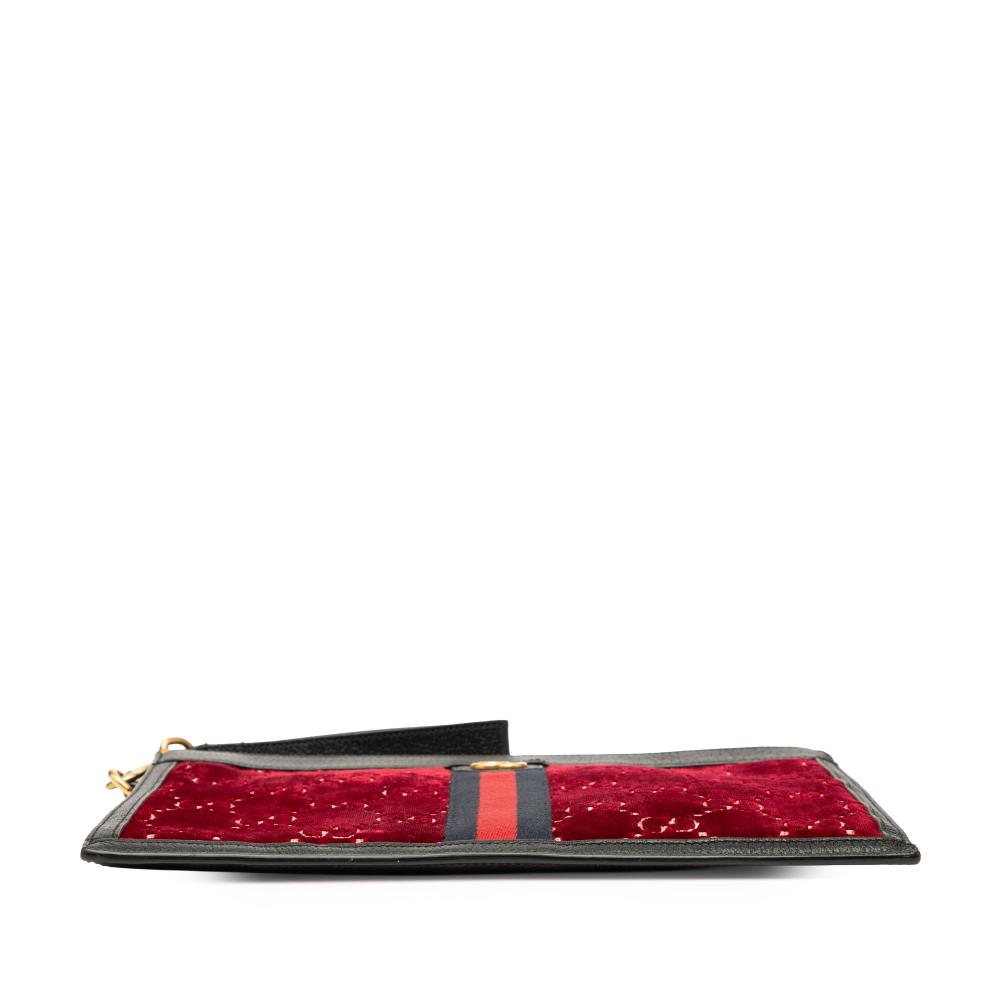 Gucci AB Gucci Red Velvet Fabric GG Ophidia Clutch Bag Italy