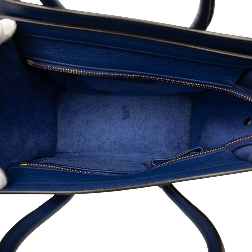 Celine B Celine Blue Calf Leather Micro skin Luggage Tote Italy