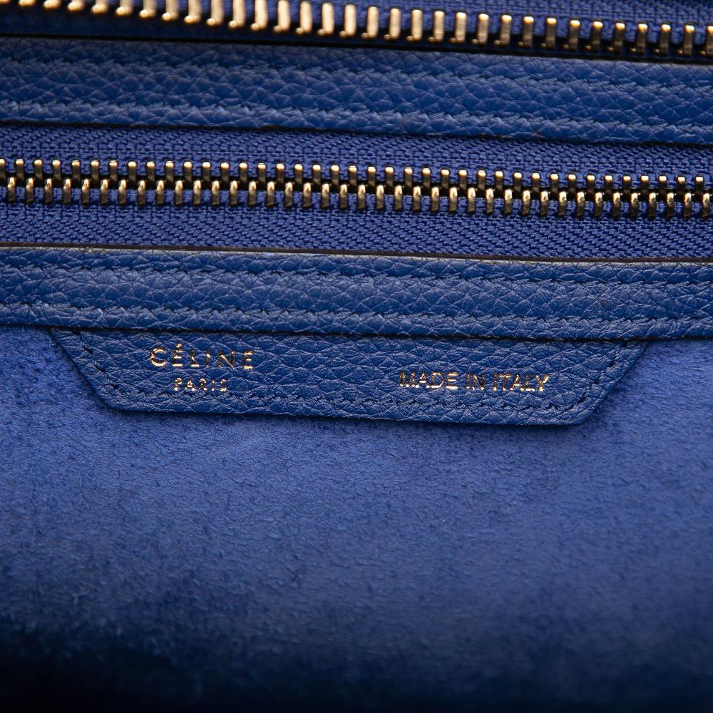 Celine B Celine Blue Calf Leather Micro skin Luggage Tote Italy