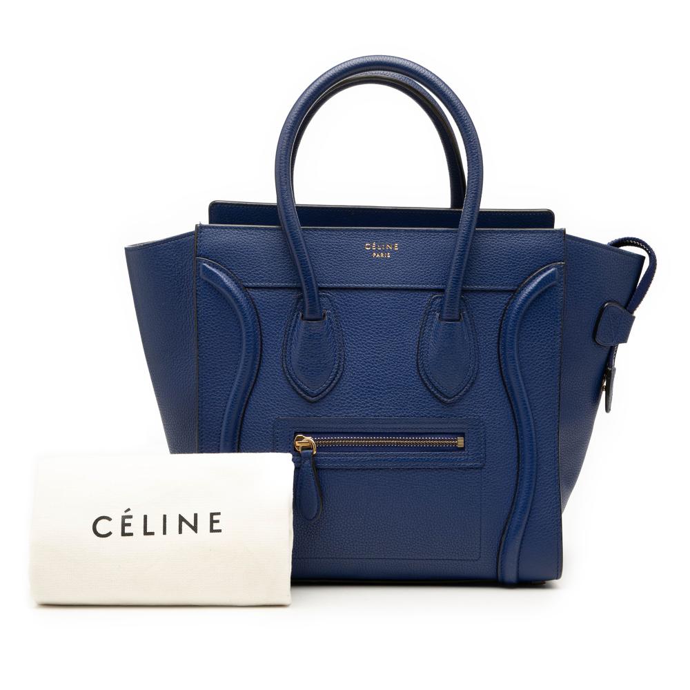 Celine B Celine Blue Calf Leather Micro skin Luggage Tote Italy
