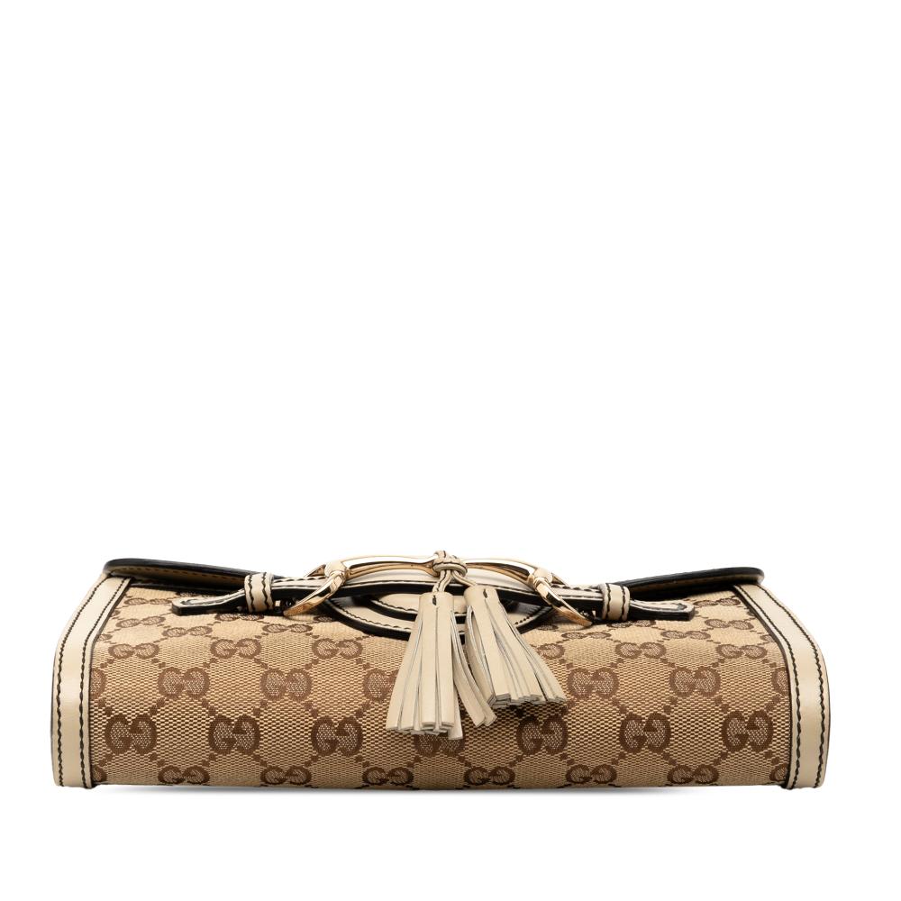 Gucci B Gucci Brown Beige Canvas Fabric Small GG Emily Crossbody Italy