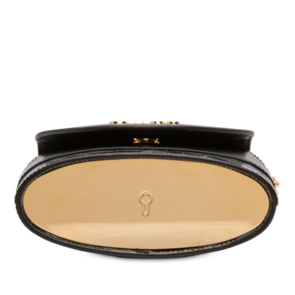 Chloé B Chloé Blue Navy Calf Leather Croc Embossed Aby Lock Satchel Italy