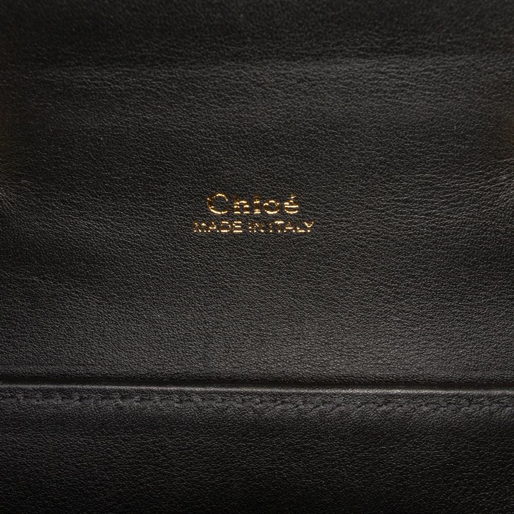 Chloé B Chloé Blue Navy Calf Leather Croc Embossed Aby Lock Satchel Italy