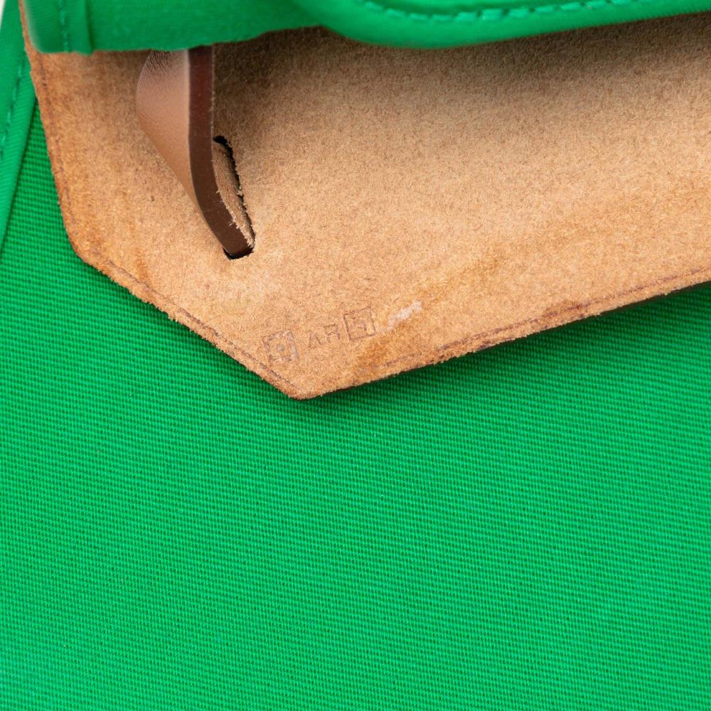 Hermès B Hermès Green with Brown Canvas Fabric Toile Herbag Zip 31 France