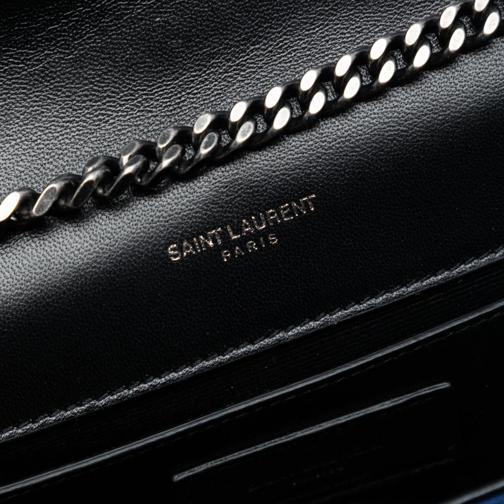 Saint Laurent B Saint Laurent Blue Canvas Fabric Small Star Embroidered Monogram Kate Crossbody Italy