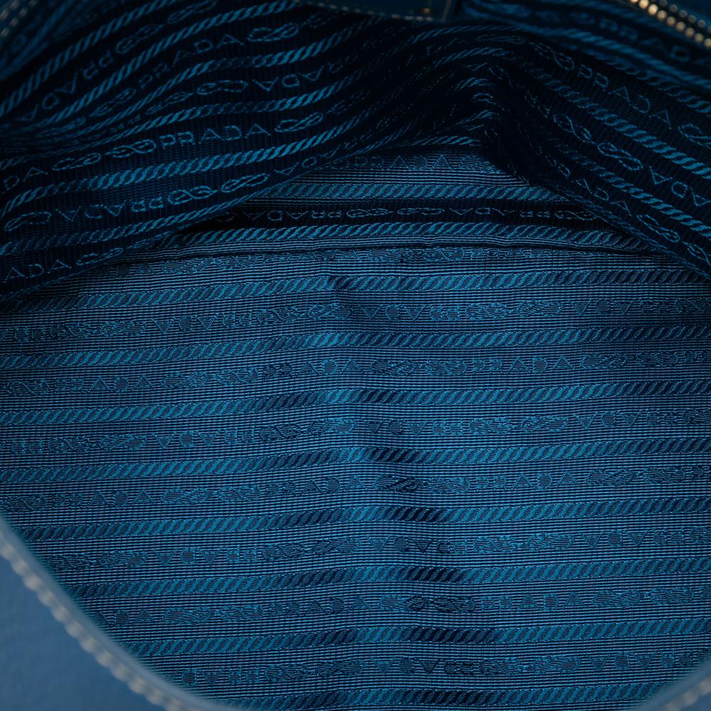 Prada B Prada Blue Light Blue Calf Leather Vitello Daino Hobo Italy