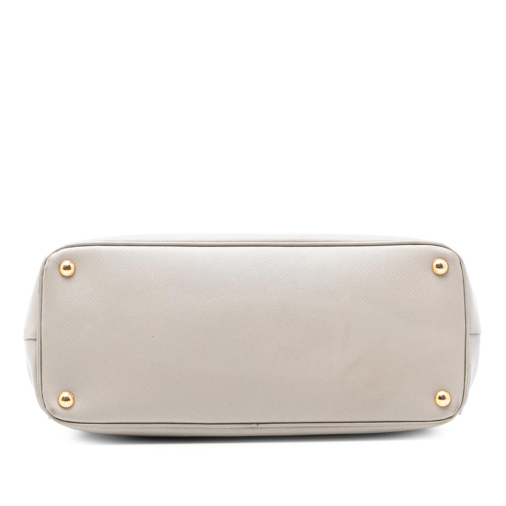 Prada B Prada Gray Light Gray Saffiano Leather Large Lux Galleria Double Zip Tote Italy