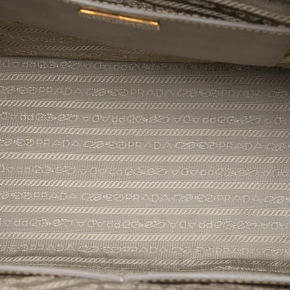 Prada B Prada Gray Light Gray Saffiano Leather Large Lux Galleria Double Zip Tote Italy