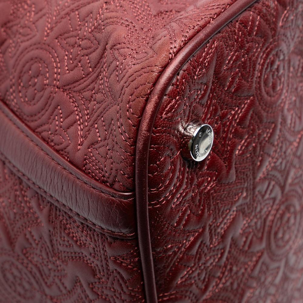Louis Vuitton B Louis Vuitton Red Burgundy Lambskin Leather Leather Monogram Antheia Ixia MM Italy