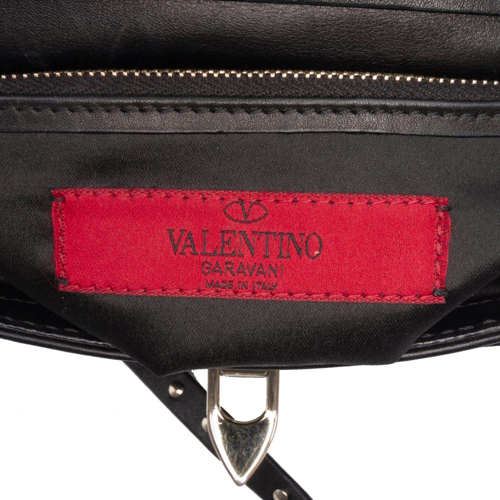 Valentino B Valentino Black Calf Leather Small Rockstud Crossbody Italy